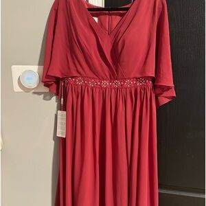 A-line v-neck ankle length chiffon mother of the bride/evening dress